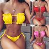 Pleated Tube Briefs Set Sexy G-string Bra Leopard Swimsuit