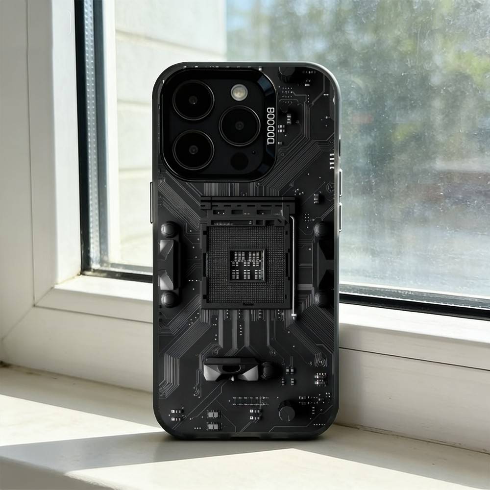 Inside Circuit B-Board Phone Case For iPhone 17,16,15,14,13,12,11 Plus,Pro Max,XS,Colorful Silver Black Cover