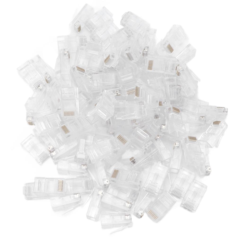 100Pcs Network Crystal Heads Gold Plated Strong Toughness Cable Connectors Plug Terminals