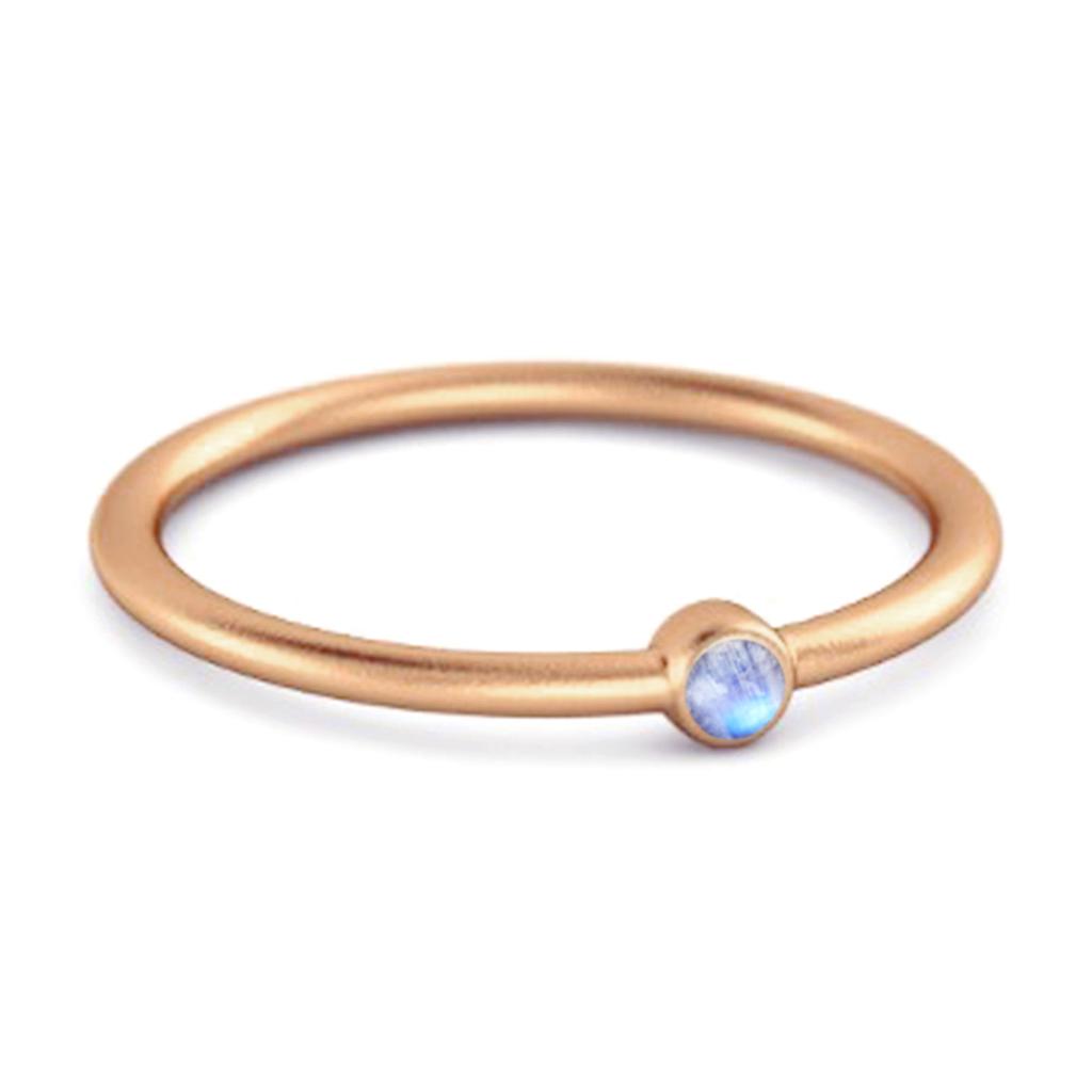 Moonstone Round Minimalist Bezel Set Ring -925 Sterling Silver Rose Gold Vermeil
