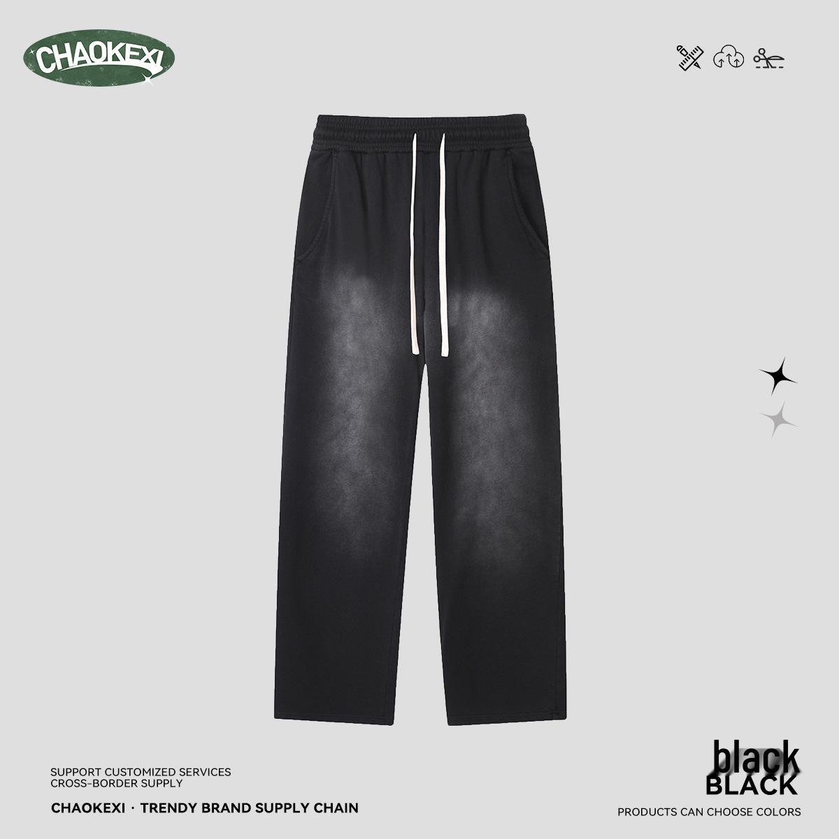 

Мужские серые спортивные штаны прямого кроя CKX - Свободный крой, большие размеры для весны, осени и зимы Large чёрный