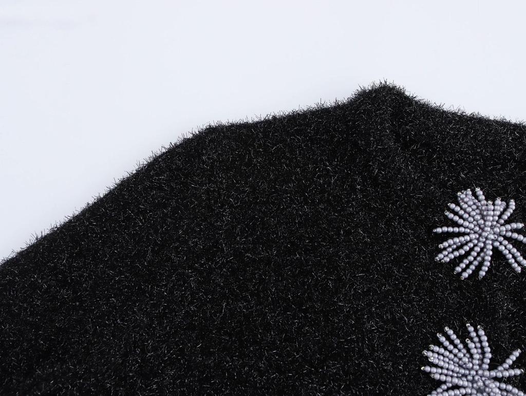 European & American Style Women's Beaded Knitted Cardigan with Metal Wire Flowers, 2024 Autumn Collection