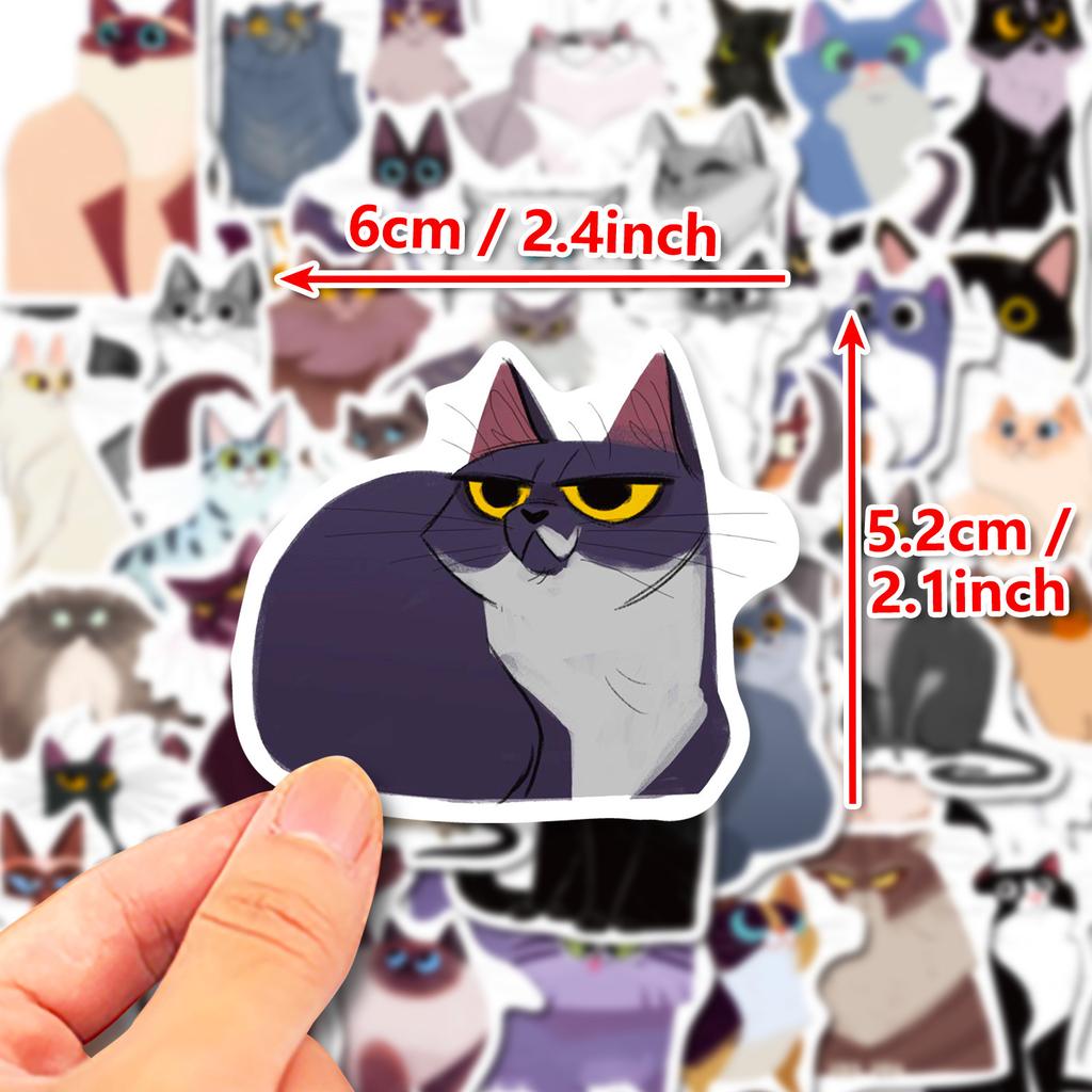 50 Autocolante Ilustrație Pisică, Autocolante de Perete Stil Japonez Decorare Cameră Creativă Autocolante Ilustrație Desen Animat Pisică