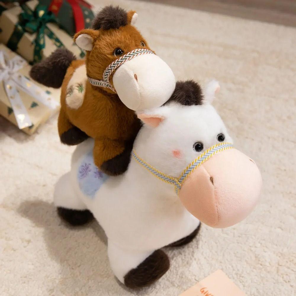 Simulation Standing Foal Plush Doll Saddle Cartoon Horse Stuffed Toy Valentine's Day Gifts
