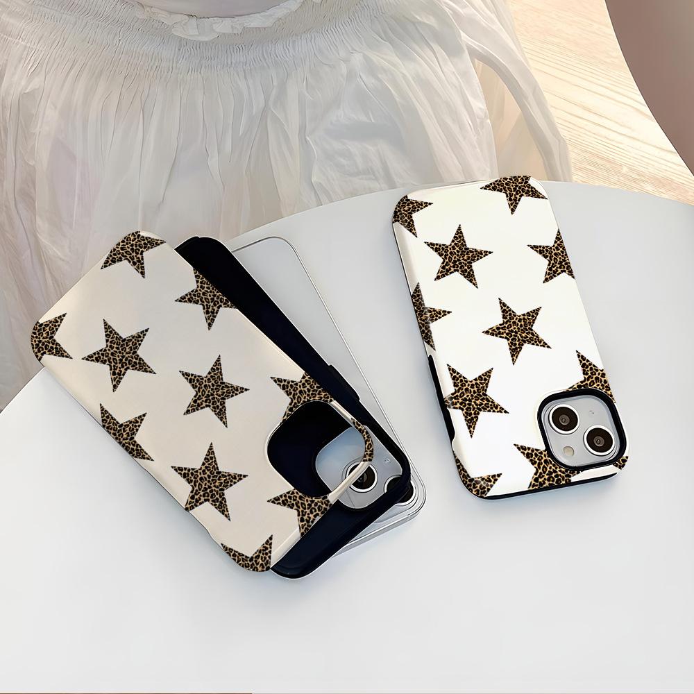 Retro leopard print star mobile phone case Apple 11pm double-layer film hard case iPhone11 magnetic mobile phone case