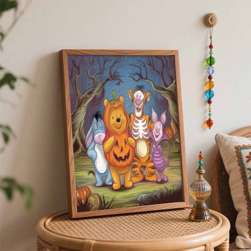 Disney Halloween Pooh Oil Painting Kit Home Bedroom Wall Decor Handmade Gift Art Crafts Supplies DIY Canvas Picture Decor