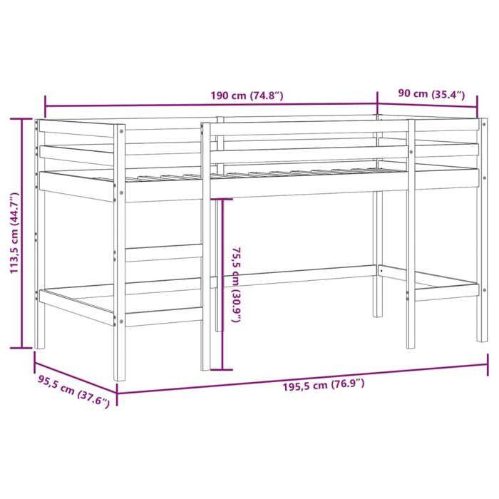 VidaXL Lit Mezzanine Enfants et Tunnel, Lit Surélevé pour Enfants avec Échelle, Meuble de Rangement Chambre, Moderne, Rose 3207005