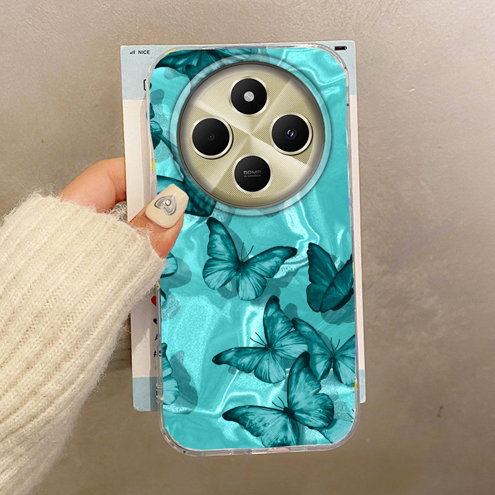 Purple Butterfly Water Wave Texture Phone Cases for Xiaomi Redmi 14C 13C A3 A3X Note 10 11 11S 12 Pro Shell Silicone Bags Cover