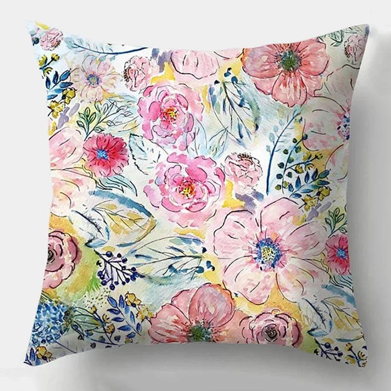 Floral Print Pattern Sofa Cushion Cover Pillowcase Home Decor Party Car Bedding