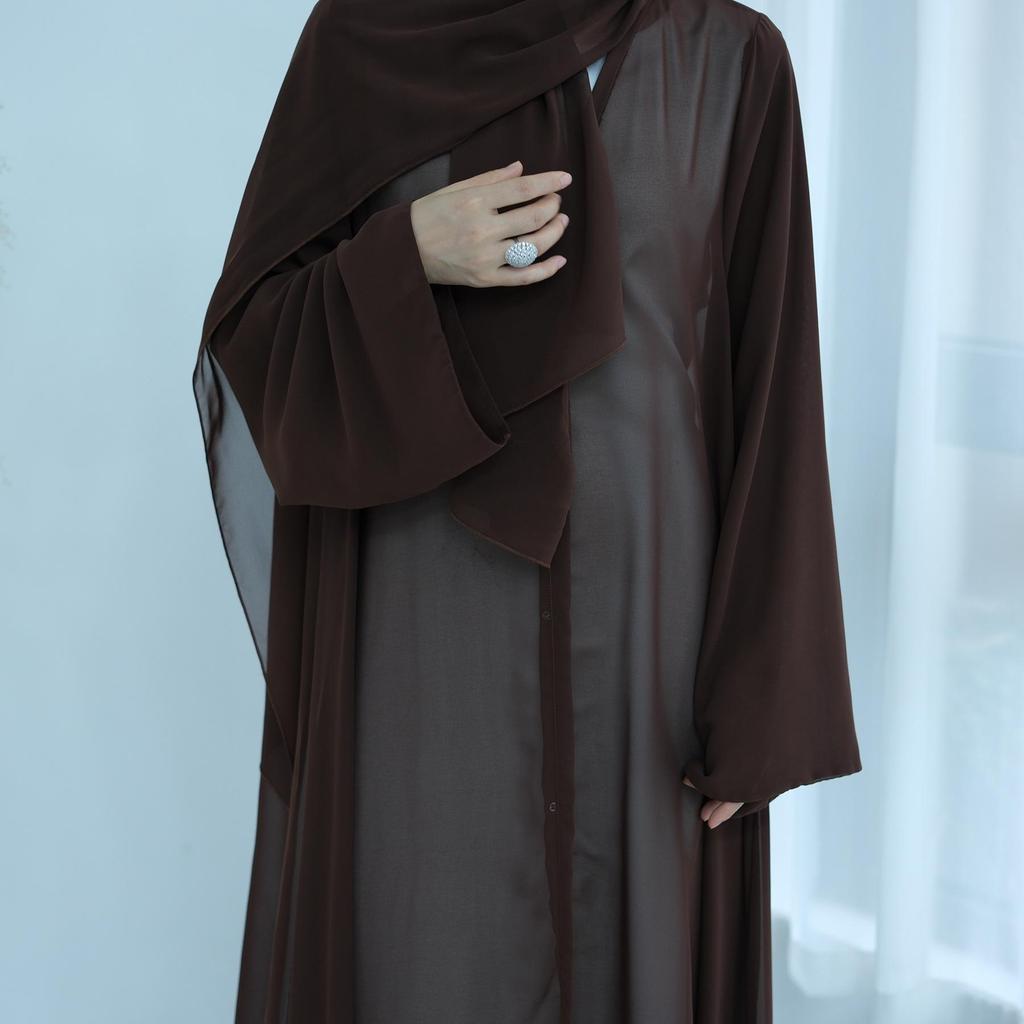 Loriya Summer Double Sleeve Chiffon Cardigan with Headscarf - LR842