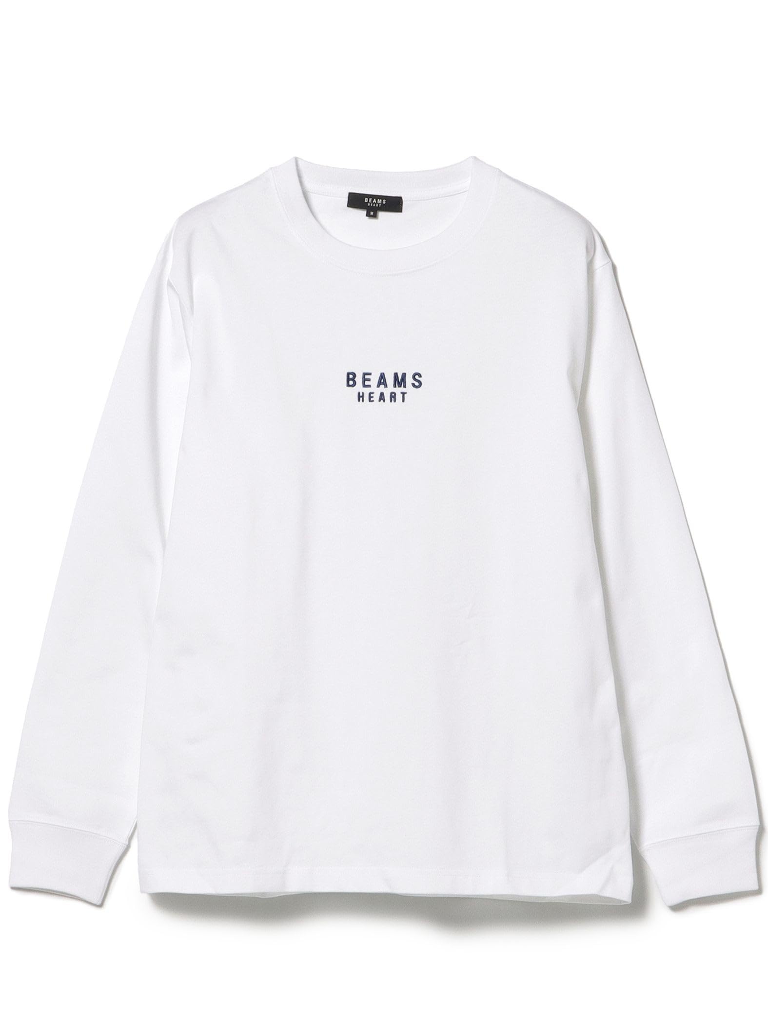 

Beams Heart Men s Logo Embroidered Long Sleeve T-Shirt, White/Natural Yarn, Size M, 42140299639