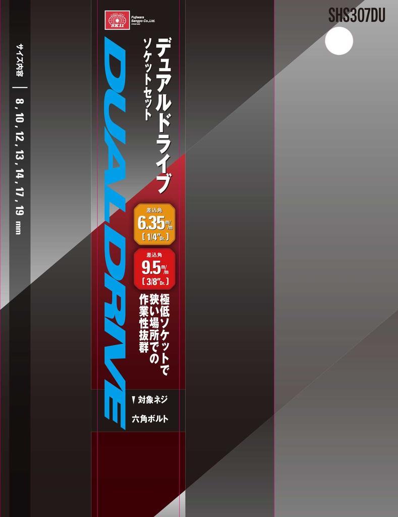 SK11 6.35mm Dual Drive Socket Set, 8-19mm Drive, 6.35mm/9.5mm Drive, SHS307DU