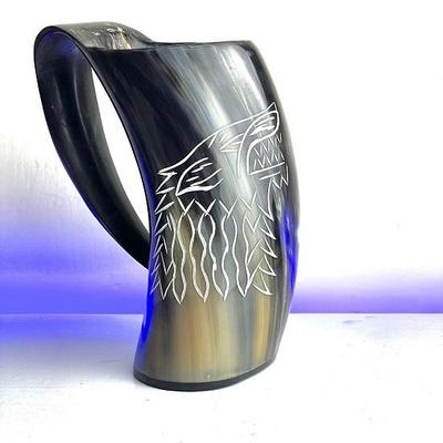 Caneca de chifre de boi autêntica, caneca Viking artesanal para a temporada de Halloween, presente exclusivo para entusiastas e colecionadores medievais