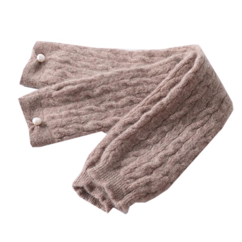 Women's Long Fingerless Cashmere Wool Gloves with Pearl Detail