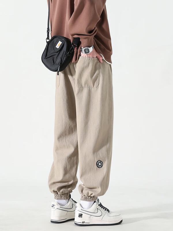 Dingfengbaoluo Men's Japanese Style Loose Cargo Jogger Pants