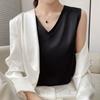 Frühlings- und Sommer V-Ausschnitt Satin Camisole Damen Simulationsseide Designgefühl mit ärmellosem Unterhemd