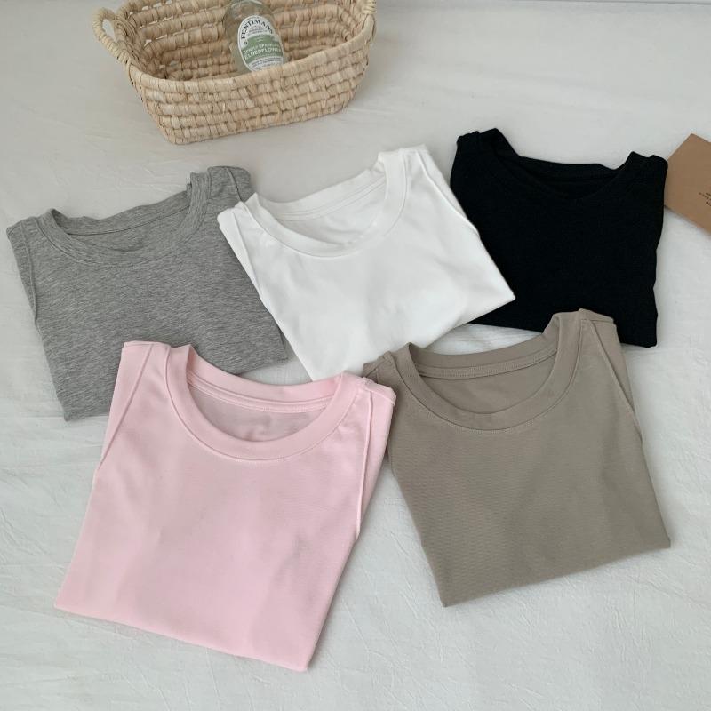 Fashion Round Neck Slim Fit Cropped T-shirt Women Short Sleeve Tops Women Summer Elegant Casual T Shirt Office Lady Simple Tee 24239