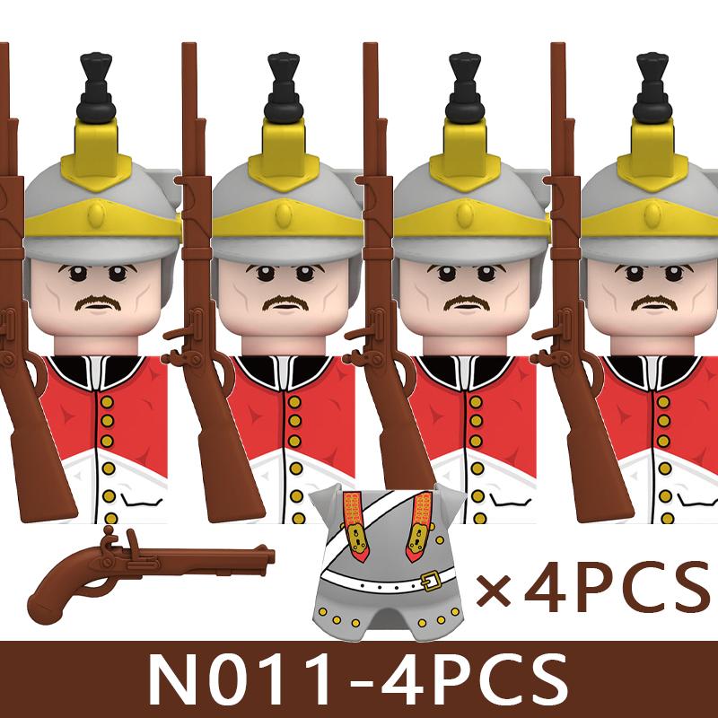 4pcs Medieval Castle Knight Building Blocks MIlitary Napoleon Soldier Figures War Army Legion Accessories Imperial Navy Bricks Toys