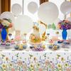 3 Pack Spring Summer Floral Tablecloth Decorations, Wildflower Plastic Disposable Table Cloth, Wild Flower Rectangle Table Cover for Garden Picnic