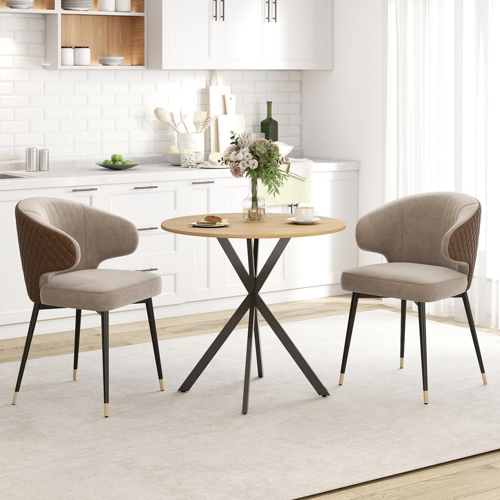 Tavolo da pranzo rotondo industriale da 80 cm - Quercia Bianca