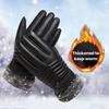 Yousheng 1 Pair Men Faux Leather Gloves Waterproof Windproof Touchscreen Fleece-Lined Outdoor Cycling Gloves Winter Cold Weather Warm Thick Thermal