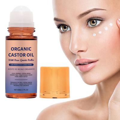 1/2/3Pcs 50ML Organic Castor Oil with Rose Quartz Roller Travel Nourishing Moisturizing 1.7 Fl Oz Pure Extra Virgin Roll-on Castor Oil