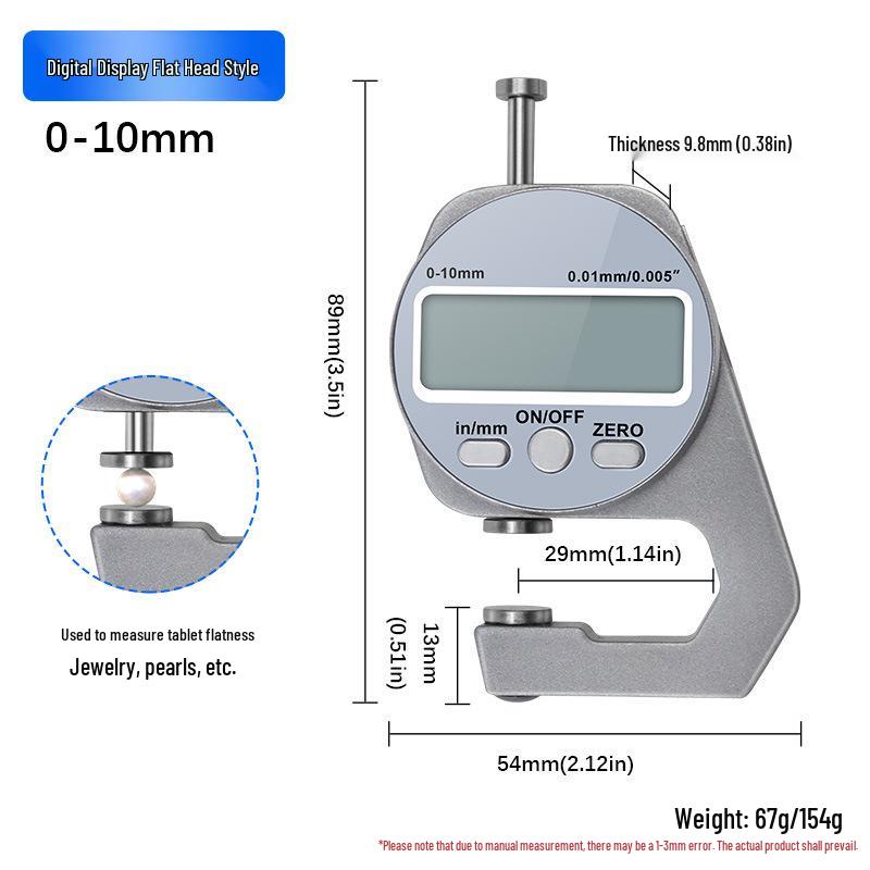 0-10mm Digital Thickness Gauge: Pocket Electronic Thickness Measuring Tool