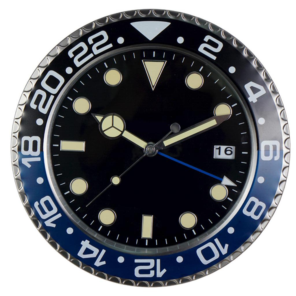 1pc 13 inch luxury creative metal wall clock, living room and study decoration wall clock, fluorescent clock dial, battery free