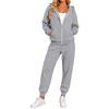 Women's Color Hooded Long Sleeve Track Suit with Pants for Running and Casual Wear