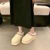 Thick Soled Plush Slippers with Toe Caps Autumn and Winter New Styles Plus Plus Plush and Thick Sponge Heels Cotton Shoes