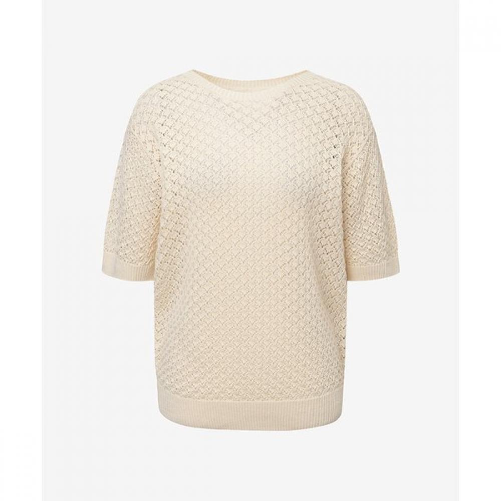 3d Knit Lace Pattern Pullover Ifwst4100 FREE/IVORY