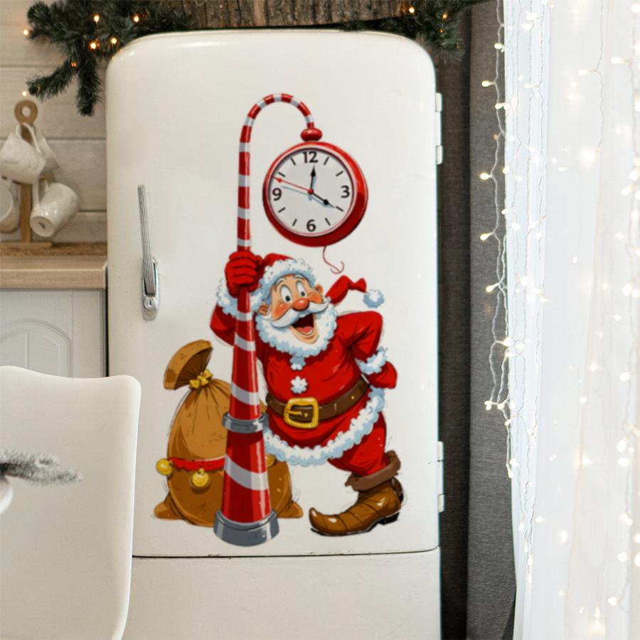 Cartoon Santa Claus Wall Stickers Removable PVC Holiday Decoration Suitable for Nursery and Kids Room Home Decoration