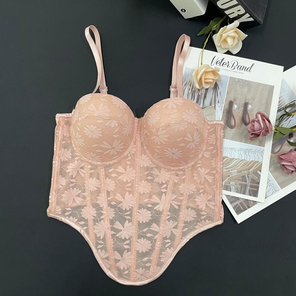 Spicy Girl Style with Buckle Lace Camisole with Pads Sleeveless Elegant Crop Tops Tanks Mesh Flower Suspender Vest Travel