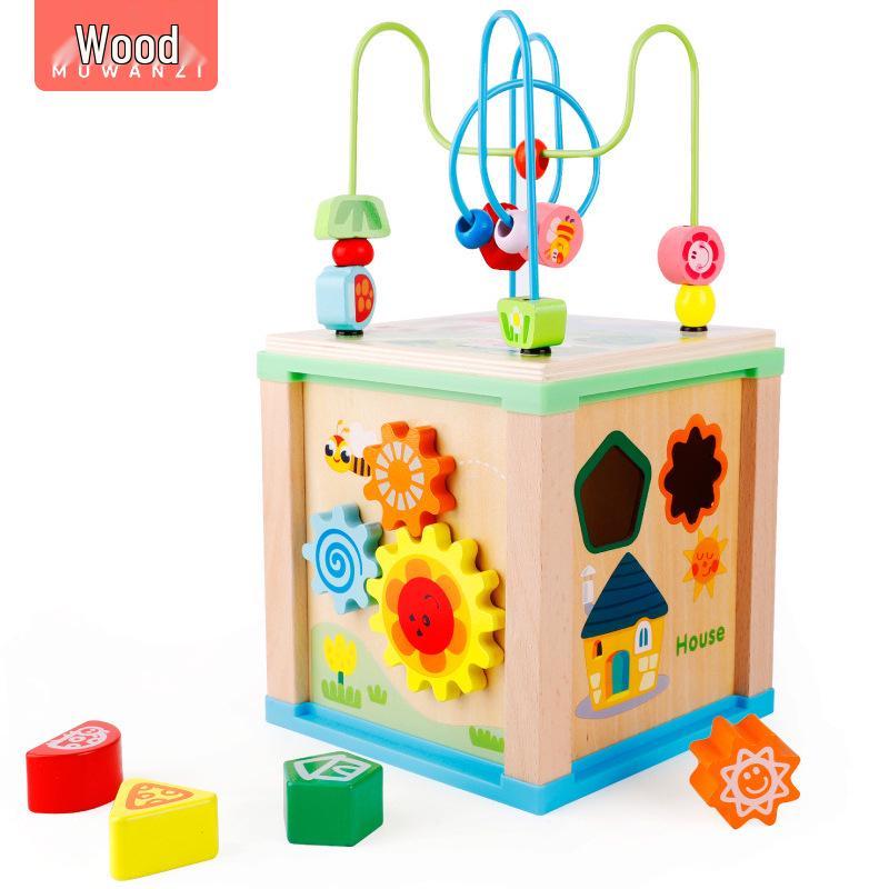 

Children s Multifunctional Wooden Bead Maze & Shape Sorting Box Educational Toy