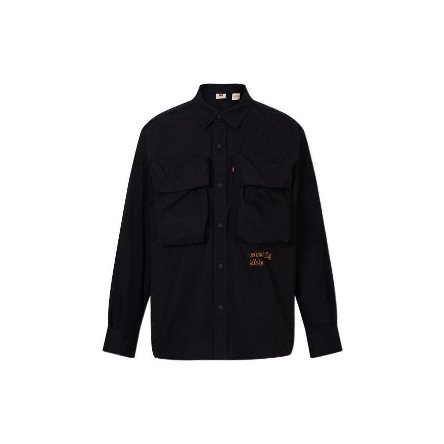 

Рубашка мужская однотонная Levis однобортная с острым воротником и длинным рукавом, черная A6386-0001 S