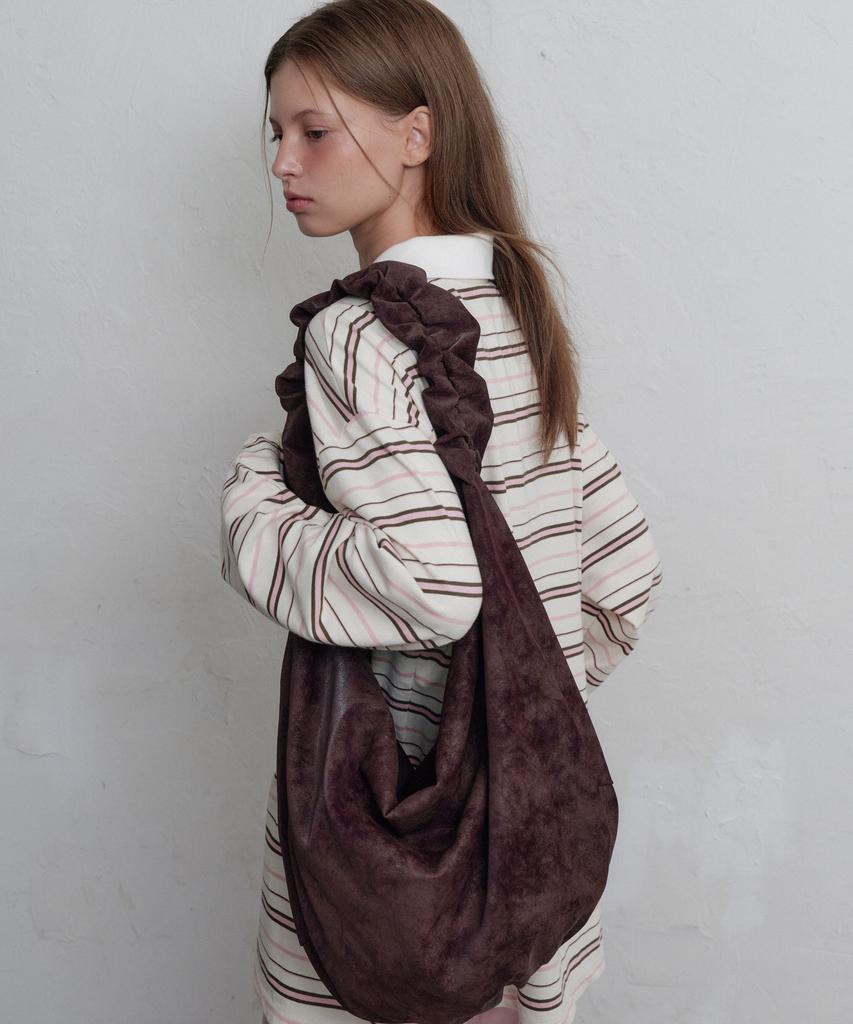 Moonish Shirring Gather Bag (Plum Brown)
