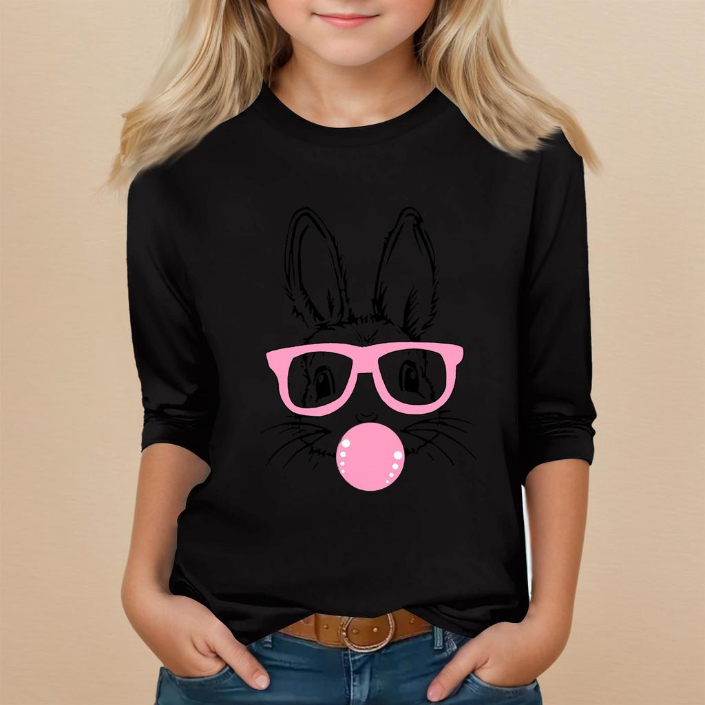 Kids Seven Sleeve Round Neck Top Valentine's Day Printed Everyday Casual Top