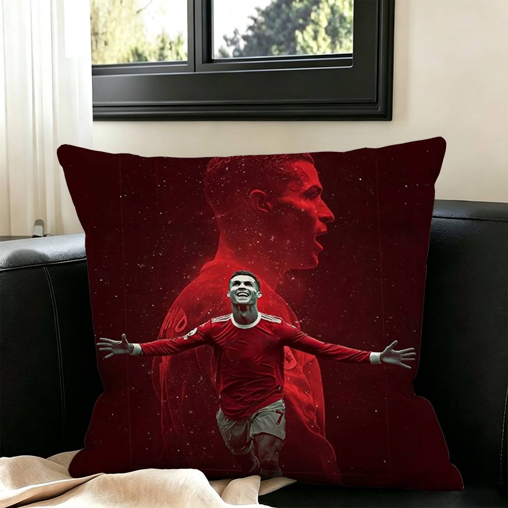 CR7-Ronaldo Football Pillow Case Square Double-Sided Sofa Cushion Cover Bedroom Bedside Pillow