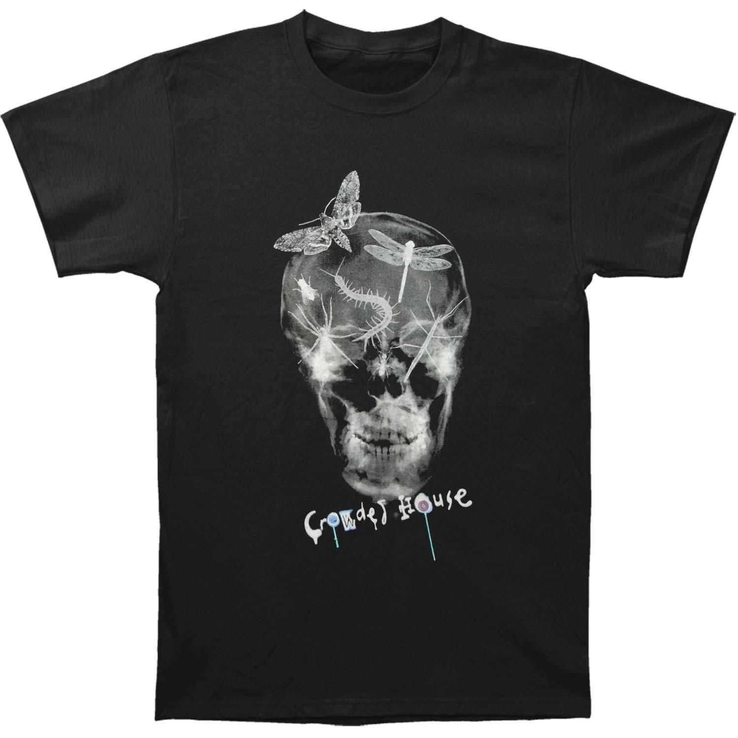 Men s Crowded House Skull T-shirt Medium Black 2XL