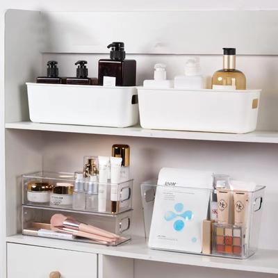 1Pc Desktop Stationery Storage Box White Toiletries Cosmetic Sundries Plastic Storage Organization Box Drawer Organizer
