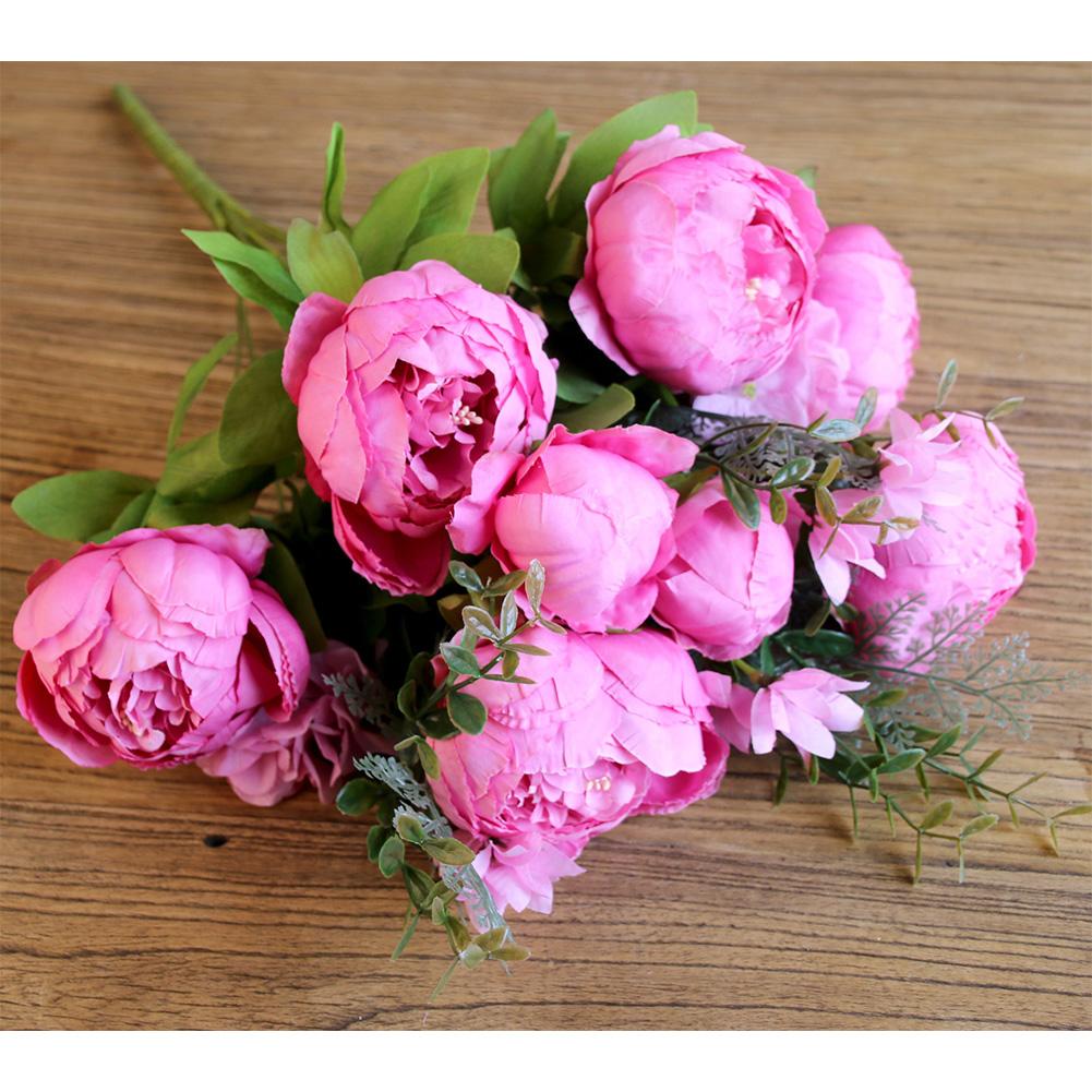 

Fake Peony Flower with 13 Heads Artificial Plant for Wedding Home Accessories Room Decor Spring light rose