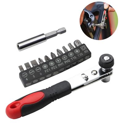 90 Degree Angle Ratchet Wrench Screwdriver Set With 10 Magnetic Bits For Furniture Bike Repairs Hand Tool