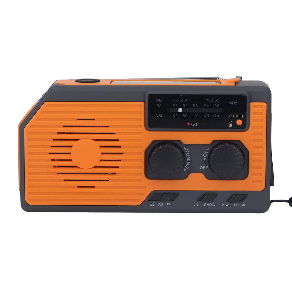 Solar Hand Powered Radio Emergency  r LED Flashlight IPX3 Waterproof Radio with Hand Crank 5000mah Battery