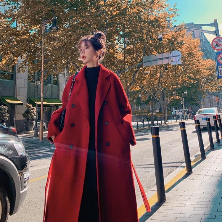 Capispalla Casual Street da Donna Autunno Inverno Cappotto di Lana Vintage Femminile Lungo Moda Coreana Giubbotti Lunghi