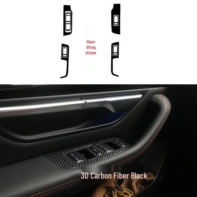 Xpeng P7 Carbon Fiber Interior Stickers: Anti-Kick Pad, Gear Console Decoration, Anti-Scratch Film.