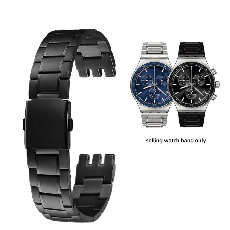 19mm 21mm Silber schwarz Metallarmband Länger Herren-Uhrenarmband Für Swatch YCS YVS YGS matt Edelstahl Faltschließe Uhrenarmband