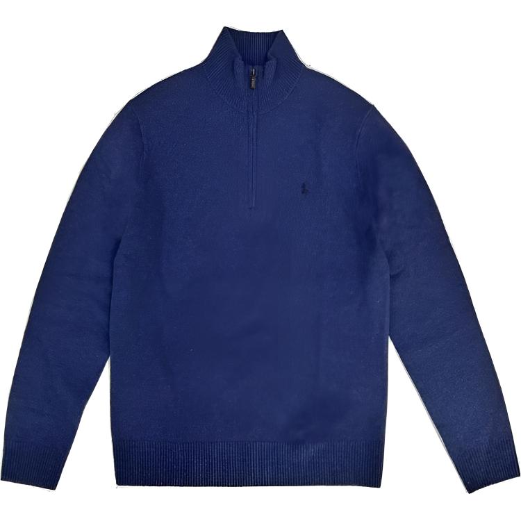 Polo Ralph Lauren Solid Color Half Zip Stand Collar Knitted Long Sleeve Sweater Men sweater Indigo 710892482-013