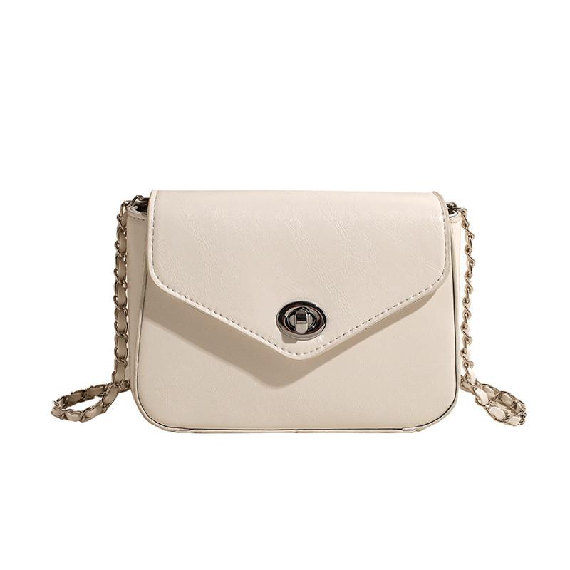 IELGY Fashion Simple Solid Color Chain Messenger Bag Korean Version All-Match Texture Small Square Bag