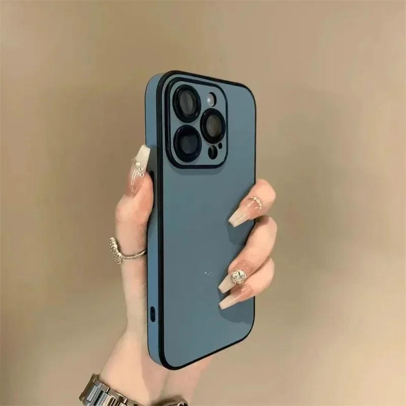 Luxury Leather Colorful Silicone Phone Case for iPhone 17 16 15 14 13 12 11 Pro Max Soft Bumper Matte Shockproof Simple Cover
