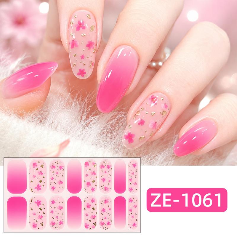 New Maple Leaf Pink Hot Stamped Gold Nail Stickers 3D Ombre Grass Fresh Style Nail Stickers
